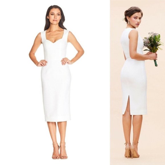 DRESS THE POPULATION Elle Sheath Dress Off White Medium NEW - Picture 4 of 10